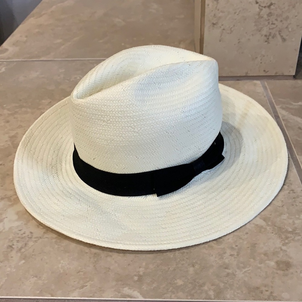Express Wide Brim Straw Hat With Black Ribbon